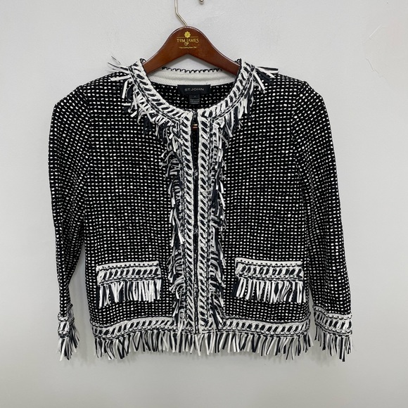 St. John Black and White Tweed Jacket and Skirt Set - Picture 3 of 8